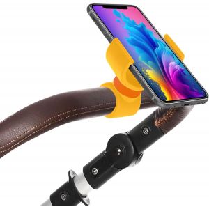 Support Telephone Poussette Convient Aux Telephones Portables Jusqu'a 7,5"" D'ecran Facile A Regler Stable Et Sûr Conception Compacte Et Resistante (Jaune)[Z602] - Neuf
