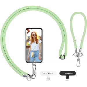 jum-Lani&egrave;re De T&eacute;l&eacute;phone R&eacute;glable Avec Dragonne,Cordon Universel Pour Portable,Tour De Cou Smartphone Sangle Attache,Sangle T&eacute;l&eacute;phone En Bandouli&egrave;re X 1,Dragonne X 1,Patch Pour Lani&egrave;re X 2,Vert Clair - Neuf