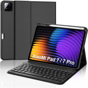 Clavier pour Xiaomi Pad 7/7 Pro 2024 11.2"", &Eacute;tui Clavier pour Xiaomi Pad 7 2024 Magn&eacute;tique Amovible Bluetooth Fran&ccedil;ais AZERTY Layout, Noir - Neuf