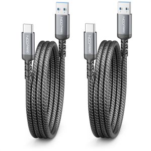 KALANKA-Lot de 2 C&acirc;bles USB-A vers USB-C 1m USB 3.0 5 Gbps (USB 3.2 Gen1) - C&acirc;ble de Charge et Donn&eacute;es pour Smartphone, Tablette, Notebook, Appareil Photo, HDD SSD, Disque Dur Externe, etc. - Neuf