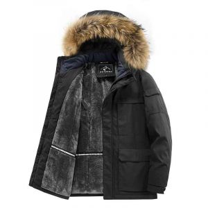 Parka À Capuche Avec Col En Fourrure Pour Homme,Veste D'extérieur,Manteau Décontracté,Veste D'optique Chaude,Doublé De Sourire,Manteau Épais,Automne Et Hiver - Neuf