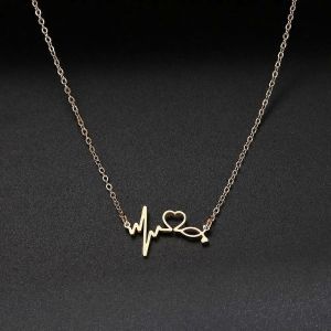 St&eacute;thoscope Heartbeat Meilleur Collier Femmes Amour Coeur En Acier Inoxydable Colliers Pendentifs Infirmi&egrave;re M&eacute;dicale M&eacute;decin Amoureux Cadeaux - Neuf