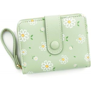 YEMAESRE-Portefeuille Pour Femme, Portefeuille Tendance Avec Imprimé Marguerites Et Fermeture Éclair Extérieure Autour Du Porte-Monnaie, Portefeuille À Deux Volets Avec Porte-Cartes De Crédit Et - Neuf