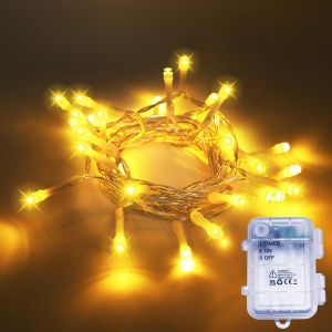 Jgd-Guirlande Lumineuse &Agrave; Piles &iquest; 30 Led Blanc Chaud Avec Minuteur | Ip65 Pour Jardin, F&ecirc;te, Mariage, D&eacute;coration Int&eacute;rieure Et Ext&eacute;rieure - Neuf