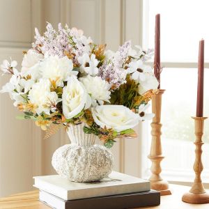 Bouquet de 4 pivoines artificielles de luxe en soie au toucher r&eacute;aliste avec tiges pour mariage, d&eacute;coration d'int&eacute;rieur, vases, centre de table, ne fanent pas (blanc, rose) - Neuf