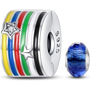 Eryi-925 En Argent Sterling Stopper Spacer Bead Charme Pour Femme Clip Charms Perles Compatible Avec Le Bracelet Pandora (With One Space Bead) - Neuf