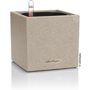KALANKA-u2013 Pot de Fleurs d`Ext&eacute;rieur et d'Int&eacute;rieur u2013 Stone Canto u2013 R&eacute;serve d'Eau Int&eacute;gr&eacute;e u2013 Coloris Beige Sable u2013 14 x 14 x14 cm - Neuf