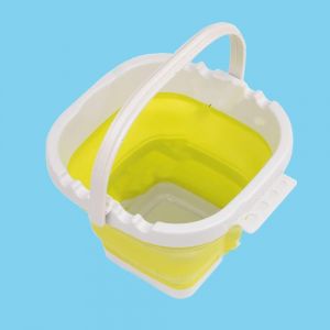 Seau Pliable Avec Compartiment, Seau Portable Pour Le Lavage Des Stylos, Seau En Silicone Pour Pigments, Seau Pliable Portable Avec Poignée, Jaune - Neuf