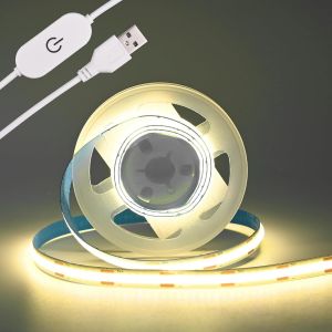 Bande Lumineuse Led Cob 5 V-Bande Usb-320 Led/M-Intensité Variable-Rétroéclairage Tv Usb-Ruban Flexible Sous Meuble-Pour Chambre À Coucher (Blanc Naturel 4000 K,1 M) - Neuf