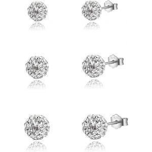Kal-3 Paires Boucles D'oreilles Boule Disco Boucles D'oreilles En Argent 925 Petite Boucles D'oreilles Argent Ronde Brillantes Clous D'oreilles Argent Piercing Boucles D Oreilles Pour Femme Fille - Neuf