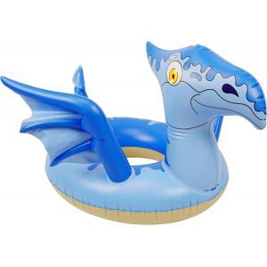 Anneau De Natation En Forme De Dinosaure Pour Enfants, Flotteur Gonflable Pour Piscine 81 X 75 X 46 Cm, Design Amusant Avec Sifflet, Facile &Agrave; Gonfler Et D&eacute;gonfler - Neuf