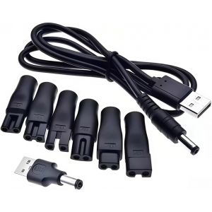 Jgd-Kit De 8 Chargeurs Universels Pour Rasoir &Eacute;lectrique, Cordon Adaptateur D'alimentation Usb De Rechange Avec 6 T&ecirc;tes, Convient Pour Les Tondeuses &Agrave; Cheveux &Eacute;lectriques, Tondeuses &Agrave; Barbe - Neuf