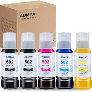 CHECARZHN--NO1-T502 502 Bouteilles De Recharge D'Encre De Rechange Pour Ecotank Et2760 Et2750 Et-3760 Et-2850Et-4760 Et-15000 Et-3710 Et-3850 Et-3750 Et-4850 Et4750 Et370 0 St-40 Imprimante 00 (2Bk, C, M, - Neuf