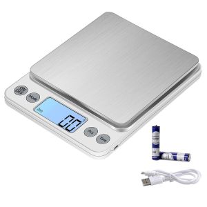 CMWS-Taille extra large Balance de alimentaire 5kg/0.1g Rechargeable par USB Numérique Balance de CuisinePréCision Balance Électronique Plateaux de table de pesée en acier inoxydable - Neuf