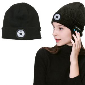 Bonnet Bluetooth avec lampe frontale et &eacute;couteurs st&eacute;r&eacute;o sans fil - Neuf
