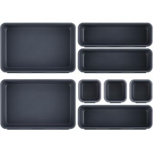 KALANKA-Organisation de tiroirs, bo&icirc;te de rangement, 8 pi&egrave;ces organisateur de tiroir de cuisine, 3 tailles, r&eacute;glable, organisateur de tiroir antid&eacute;rapant pour bureau, salle de bain, bureau, s&eacute;paratio - Neuf