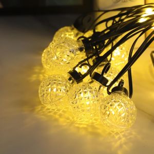 Kalanka-Guirlande Lumineuse Usb, 10 Led Boules Cristal, 3 M&egrave;tres, T&eacute;l&eacute;commande Et Minuterie, &Eacute;tanche Int&eacute;rieur/Ext&eacute;rieur (Ampoules &Agrave; Ananas) - Neuf