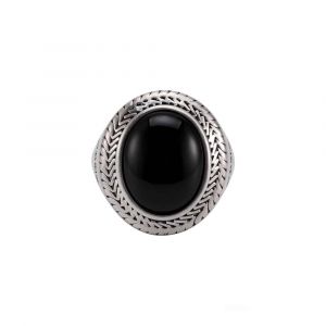 Bague Homme Argent Pierre Onyx Bouddha - Neuf