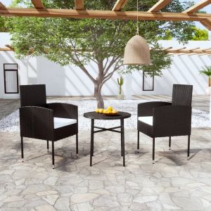 Prolenta Premium - Ensemble &Agrave; Manger De Jardin 3 Pcs R&eacute;sine Tress&eacute;e Noir - Neuf