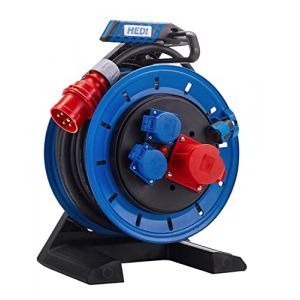 Hedi - Enrouleur De C&acirc;ble &agrave; Courant Rotatif De G&eacute;n&eacute;ration 7 - Diam&egrave;tre : 290 Mm - C&acirc;ble En Caoutchouc N&eacute;opr&egrave;ne - 25 M - Fiche Cee - Neuf
