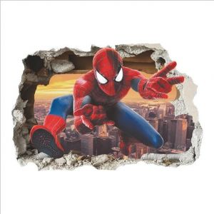 Stickers Muraux Spiderman, Effet 3d, Décoration De Chambre, Stickers Muraux Géants Repositionnables, Autocollants, Stickers Muraux Spiderman Pour Enfants - Neuf