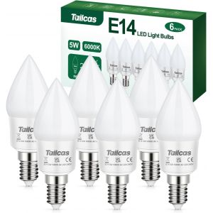 Ampoule Led E14,5w Ampoules E14 Blanc Froid 6000k,Équivalent Incandescente 40w,450lm C35 Ampoules Led E14 Bougie,Ampoule Économie D'énergie Avec Culot À Vis,Non Dimmable,Lot De 6 - Neuf