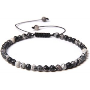 4mm Natural Bead Bracelet For Women, Adjustable Natural Stone Bracelets Natural Beads Gift For Women Girls - Neuf