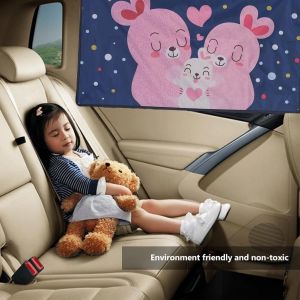 Rideau De Voiture Magn&eacute;tique De Dessin Anim&eacute; Parasol R&eacute;glable Pour B&eacute;b&eacute; Enfants Lapin Fen&ecirc;tre Arri&egrave;re - Neuf