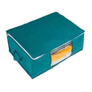 Sac de rangement bleu pliable avec fermeture &eacute;clair pour v&ecirc;tements et couvertures - Neuf