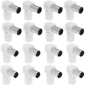 16pcs 90&deg; Angle Prise d'antenne Coaxiale TV Connecteur d'antenne TV Couplage Coaxial Connecteur Coaxial RF Adaptateur Accessoires &Eacute;lectroniques - Neuf