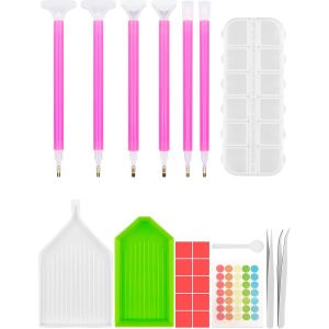 Ayuhr-23 Pcs Diamond Painting Accessoires, Outils De Peinture Diamant, Accessoire Stylo Diamond Painting Kit Avec Boîte De Rangement, Colle, Pincettes, Kit Diamond Painting Pour Diy Artisanat - Neuf
