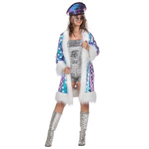 Veste Longue Bleue Étoilées Luxe Femme - Taille: 44 - Neuf