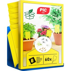 Anti Moucherons Plantes Interieur ¿ 60x Piege Moucherons Interieur efficaces et fiables,Piège anti moucheron recto-verso Excellente alternative à l'insecticide moucheron,jusqu'à 6 mois par piège - Neuf