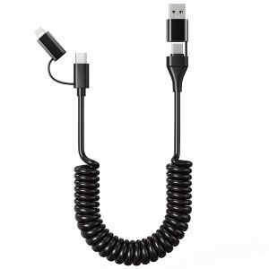 ERYI-Câble Usb-C Et Lightning 2 En 2 Pour Carplay, Câble Usb-C Pour Vers Usb C Pour Carplay Et Android Auto, Câble Multi-Chargeur Combiné Type C/Lightning Pour Iphone/Android/Ipad - Neuf