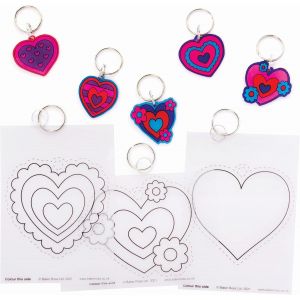 KAL-Fc478 Lot De 10 Porte-Clés, En Film Rétractable, En Forme De C?ur, Kit De Bricolage Pour Enfants, À Colorier Et À Suspendre Le Jour De La Saint-Valentin (Fc478), Taille M - Neuf