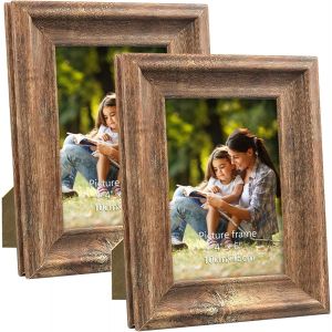 FCHHK-Cadre Photo 10x15, Lot de 2 Cadres en Bois Rustiques et Marrons - Neuf