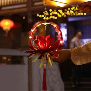 Lanterne De Lotus Chinois Assemblage Facilement Capacit&eacute; Cognitive Plume &Eacute;l&eacute;gante Festival De Mi-Automne Lumi&egrave;re Faite &Agrave; La Main Pour Outdoor_Orange - Neuf