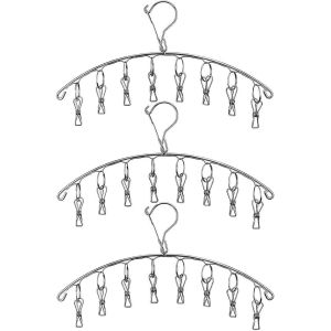 KALANKA-S&eacute;choir &agrave; Linge en Acier Inoxydable avec Crochet Coupe Vent, Porte, Linge, Porte ,Manteau avec 8 Clips pour S&eacute;cher Les Chaussettes, Serviettes, Couches, V&ecirc;tements pour B&eacute;b&eacute;s, Gants (Paquet de - Neuf