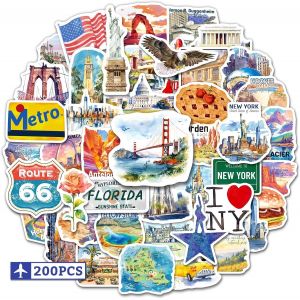 Bmtterqgwo - 200 Stickers Voyage Usa Motifs Etats Parcs Nationaux Pour Scrapbooking Laptop Valise Decoration Bouteille Journal - Neuf