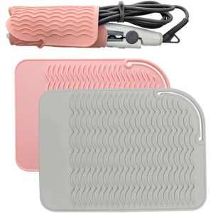Pack De Silicone Résistant À La Chaleur De Tapis Pour Les Fers À Friser, Des Tapis De Chaleur Pour Le Défrisage Des Cheveux Défriser Les Cheveux,Les Fers À Repasser,Et D'autres Cheveux À Chaud Des Outils¿Gris,Rose¿ - Neuf