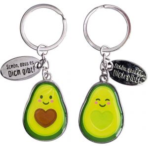 Kal-Porte-Clés Pour Couple « Avocat » | Lot De Deux Pendentifs Avec Anneau Porte-Clés 8 Cm X 3 Cm | Cadeau Pour Deux, Pour Couples | 46179 - Neuf