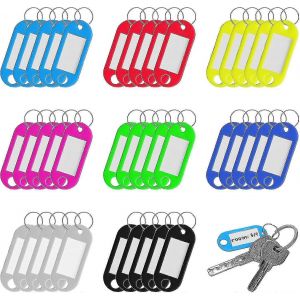 80 pi&egrave;ces porte-cl&eacute;s,porte-cl&eacute;s inscriptibles,porte-cl&eacute;s,porte-cl&eacute;s en plastique pour porte-cl&eacute;s,&eacute;tiquettes de bagages (8 couleurs) - Neuf