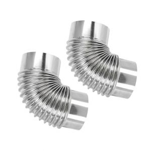 Po&ecirc;le de Tuyau d'&Eacute;chappement pour la Chemin&eacute;e - Pack de 2, Acier Inoxydable, Argent, Plafond &agrave; LED, Auto-Adh&eacute;sif - Neuf