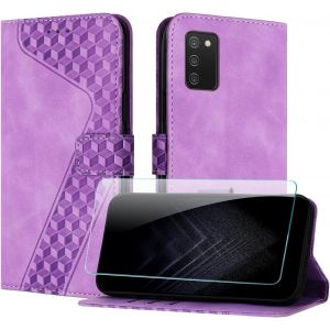 JGD-Coque pour Samsung Galaxy A02s / M02s / F02s, Cuir Pochette de Portefeuille avec Film de Protection d'&eacute;cran [Support] [Magn&eacute;tique] Emplacements Cartes pour Galaxy M02s - Violet - Neuf