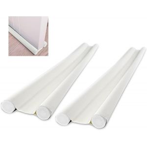2 pièces Boudin de Porte Double Isolant 96 cm,Bas de Porte Asolation Anti Froid Lavable et Durable Anti Bruit Insect,Boudin Porte Blanc Bâton en Mousse Inséré Découpable Blanc - Neuf