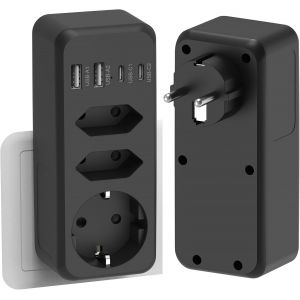 7 in 1 USB C Multiprise Murale, Prise Mural avec 4 USB (2 Type-C), Petite Multiprise Murale Electrique pour Home Office College Dorm Essentials - Neuf