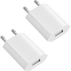 AYU-Chargeur USB, 5V/1A Prise USB, Prise Chargeur USB, Adaptateur USB Chargeur Universel pour i-Phone, Tablette, Sam-Sung,Smartwatch et Plus - Prise Électrique USB Pratique et Sécurisée (2pcs) - Neuf