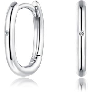 Boucles D'oreilles Créoles En Argent Sterling 925 Avec Zircone, Hypoallergéniques, Géométriques, Pour Le Sommeil Et Le Cartilage De Noël - Neuf