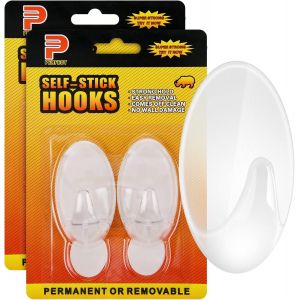 Sjzg-Crochet Adhésif, 4 Grand Crochet Mural Transparent, 2.5kg (Max), Sans Percer Sans Endommager Ovales Support Mural Auto-Adhésif Pour Cuisine Salle De Bain Placard Verre - Neuf