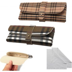 2 Pièces Etui Lunettes, Etui A Lunette Souple Léger, Pochette Lunettes Avec Chiffon Lunettes De Vue, Étui Lunettes Pour Homme Femme, Portable Boite A Lunette Pour Voyages, École, Travail - Neuf